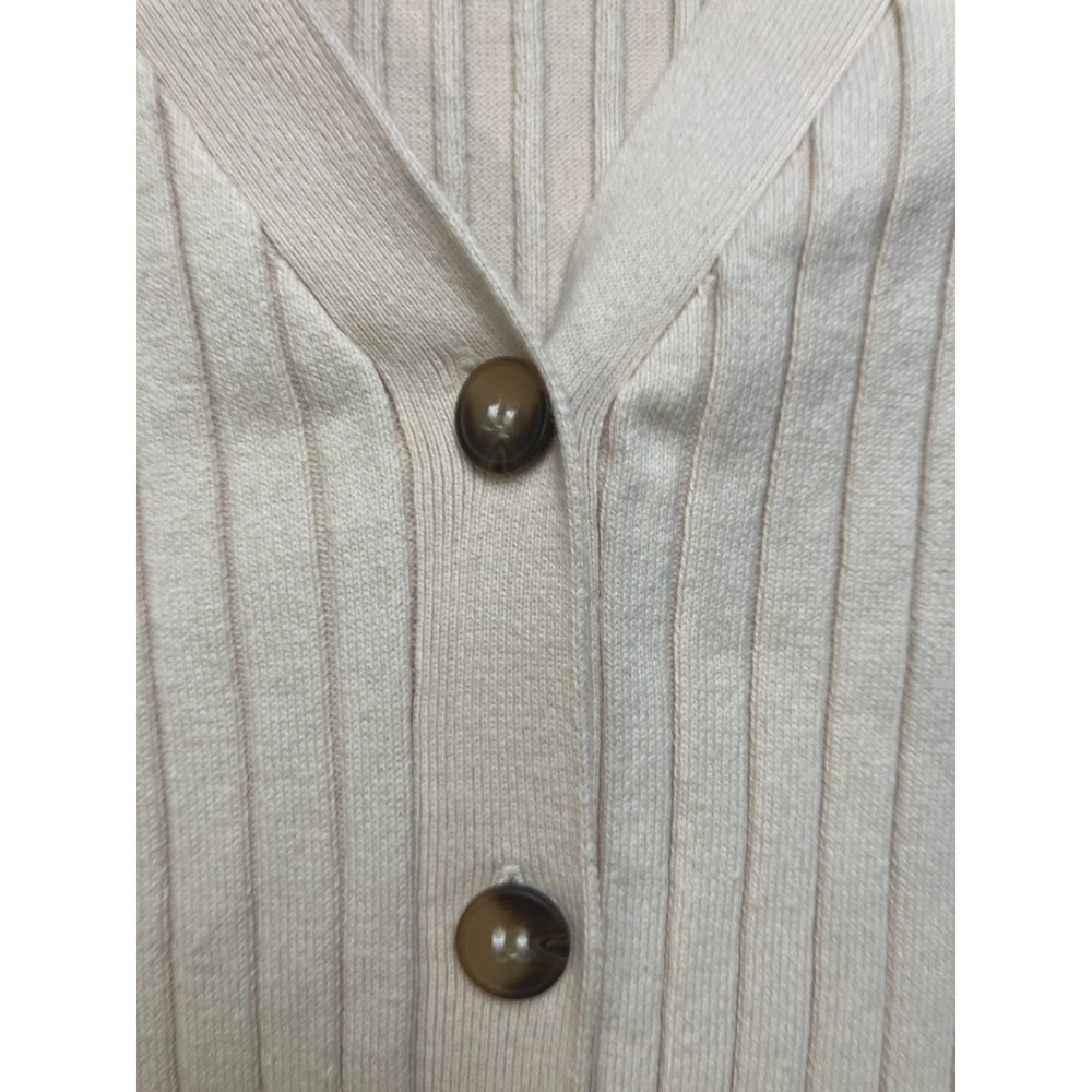 Forever 21‎ Sweater Dress Womens Medium Ivory Ribbed Knit V Neck Button Front - Picture 8 of 13